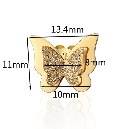 Classic Brand Jewelry A Pair Frosted Butterfly Stud Earrings Gold Color Stainless Steel Earrings for Women Best Jewelry Gift