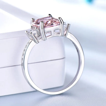 UMCHO Created Nano Morganite Jewelry Real 925 Sterling Silver Jewelry Pink Gemstone Rings For Women Gifts Fine Jewelry