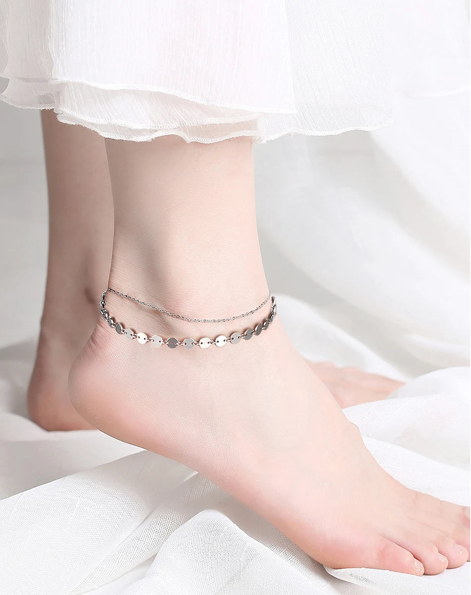 Rinntin 925 Sterling Silver Cuban Chain Anklets for Women Fashion Adjustable 14K Gold Foot Bracelet Ankle Straps Jewelry SA11