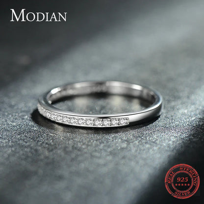 Modian Classic Simple 100% 925 Sterling Silver Charm AAA Zirconia Finger Rings for Women Wedding Engagement Statement Jewelry