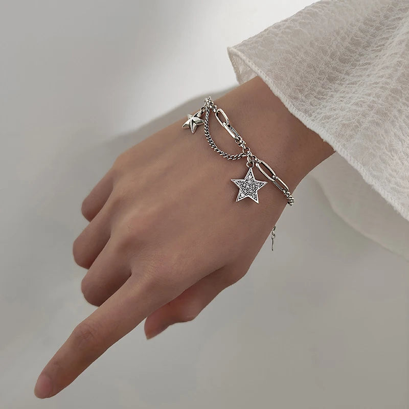 Modian Fashion 925 Sterling Silver Lovely Stars Retro Charm Bracelet Fit Women Hip Hop Style Bracelet Fine Jewelry 2020 Design