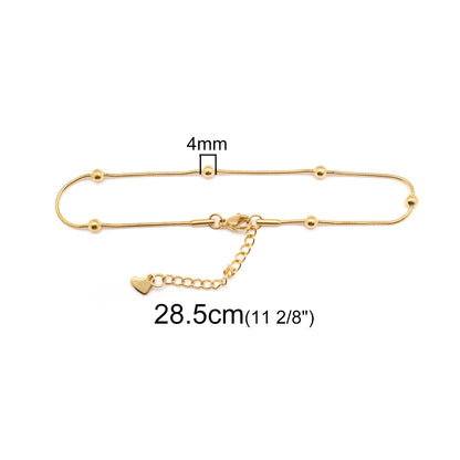 304 Stainless Steel Anklet For Women Gold Color Round Chain Anklet Leg Bracelets on the leg Jewelry Women Accessories, 1 Piece