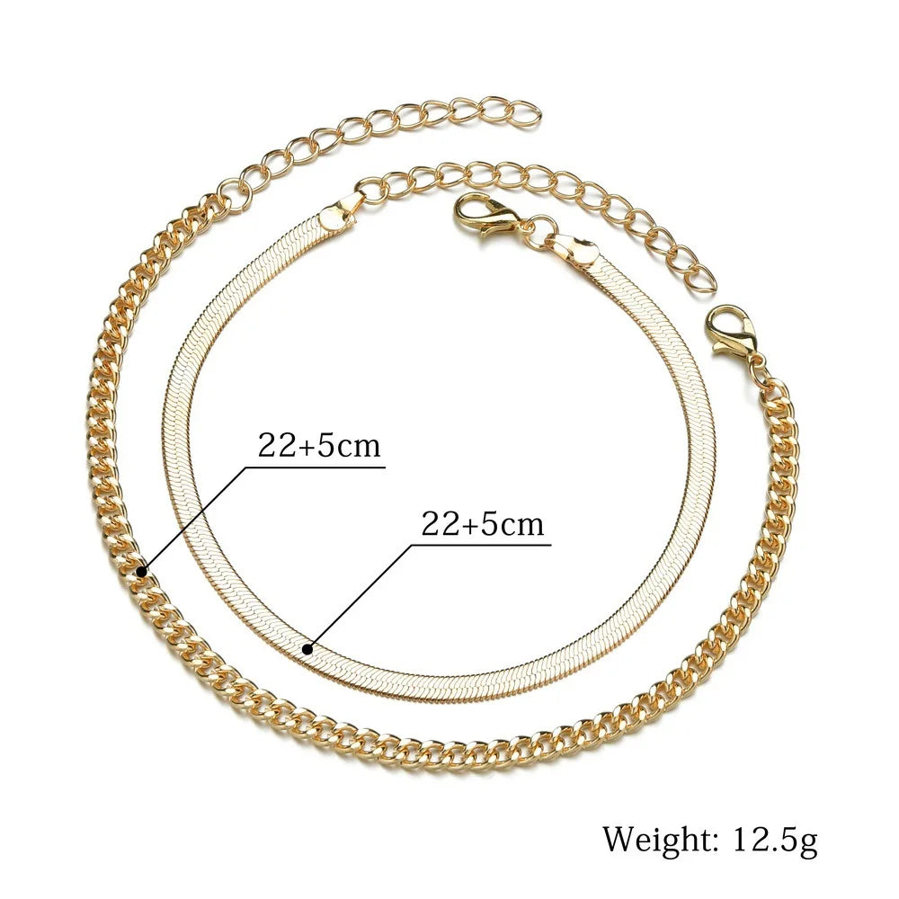 Hot Boho Anklet Foot Geometry Snake Chain Ankle Summer Bracelet Charm Sandals Barefoot Beach Foot Bridal Jewelry Wholesale J02