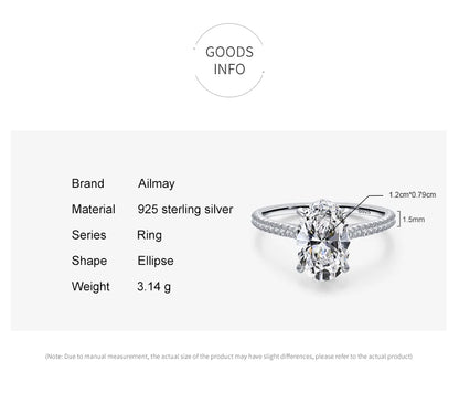 Ailmay Genuine 925 Sterling Silve Fashion Generous Oval Emerald Cut Sparkling CZ Rings For Women Wedding Engagement Jewelry Gift