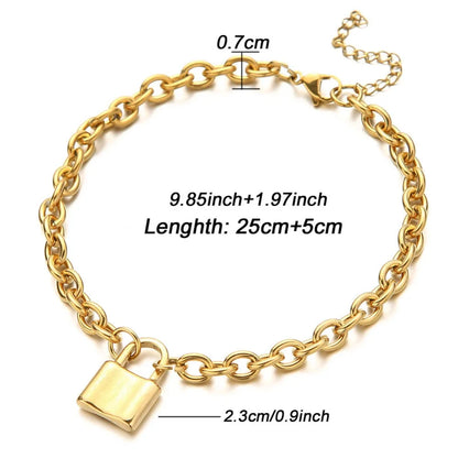 Stainless Steel Padlock Charms Anklets Sandals Foot Jewelry Leg Lock Pendant Anklet Foot Anklet Bracelets For Women Leg Chain