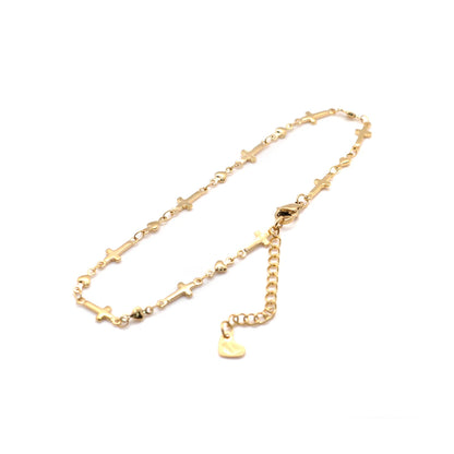 Fashion 304 Stainless Steel Anklet For Women Gold Color Cross Heart Anklet Bracelets on the Leg 2021 Trend Foot Jewelry,1 Piece