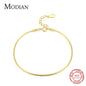 Modian Solid 925 Sterling Silver Simple Charm Snake Chain Bracelet Trendy Gold Color Bracelets For Women Party Fine Jewelry Gift