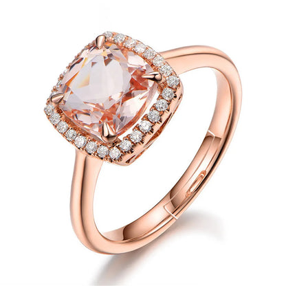 Luxury gemstone champagne crystal ring for women 18k Rose gold color engagement rings zircon diamond elegant party accessory