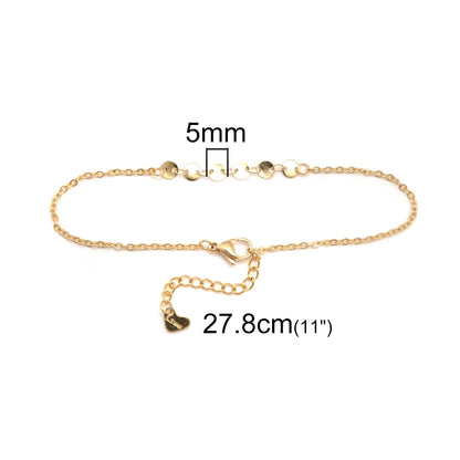 304 Stainless Steel Anklet For Women Gold Color Round Chain Anklet Leg Bracelets on the leg Jewelry Women Accessories, 1 Piece