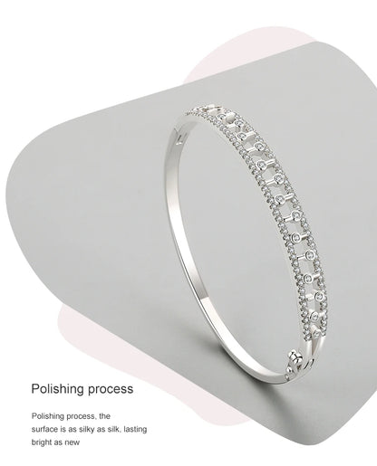 Ailmay New Arrivals Luxury Classic Sparkling CZ Bracelets Clear Cubic zirconia Bracelets For Women Fashion Anniversary Jewelry