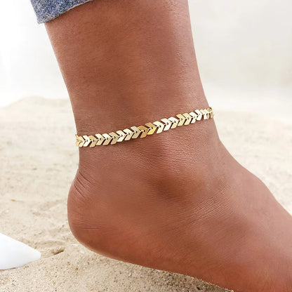 Anti Allergy Stainless Steel Women Snake Chain Anklets, Summer Ocean Beach Ankle Foot Leg Bracelet, Mother Daughter Gift Jewelry