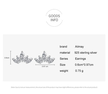 Ailmay Hot Sale New 100% Sterling Silver 925 Sparkling Clear Zircon Crown Exquisite Earring For Women Statement Jewelry Gift