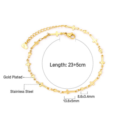 LUXUSTEEL Religion Cross Accessories Anklets For Women Gold Color Fashion Classic Stainless Steel Anklets Bracelets Party Daily