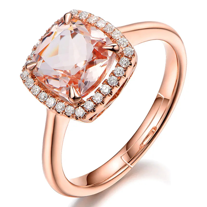 Luxury gemstone champagne crystal ring for women 18k Rose gold color engagement rings zircon diamond elegant party accessory