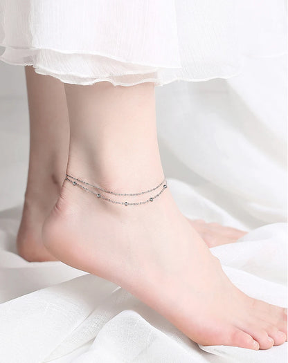 Rinntin 925 Sterling Silver Cuban Chain Anklets for Women Fashion Adjustable 14K Gold Foot Bracelet Ankle Straps Jewelry SA11