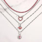 Flatfoosie New Multi-layer Pink Heart Crystal Pendant Necklace For Women Boho Butterfly Rhinestone Tennis Chain Necklace Jewelry