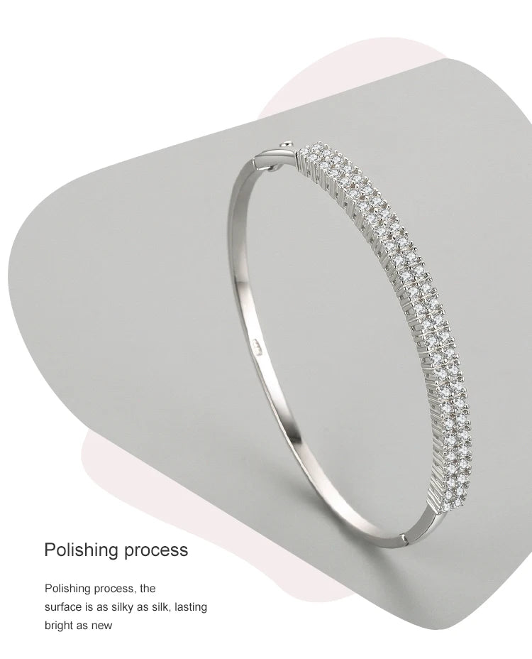 Ailmay Solid 925 Sterling Silver Classic Luxury Full Cubic Zirconia Bracelets For Women Girls Anti-allergy Fine Jewelry Gifts