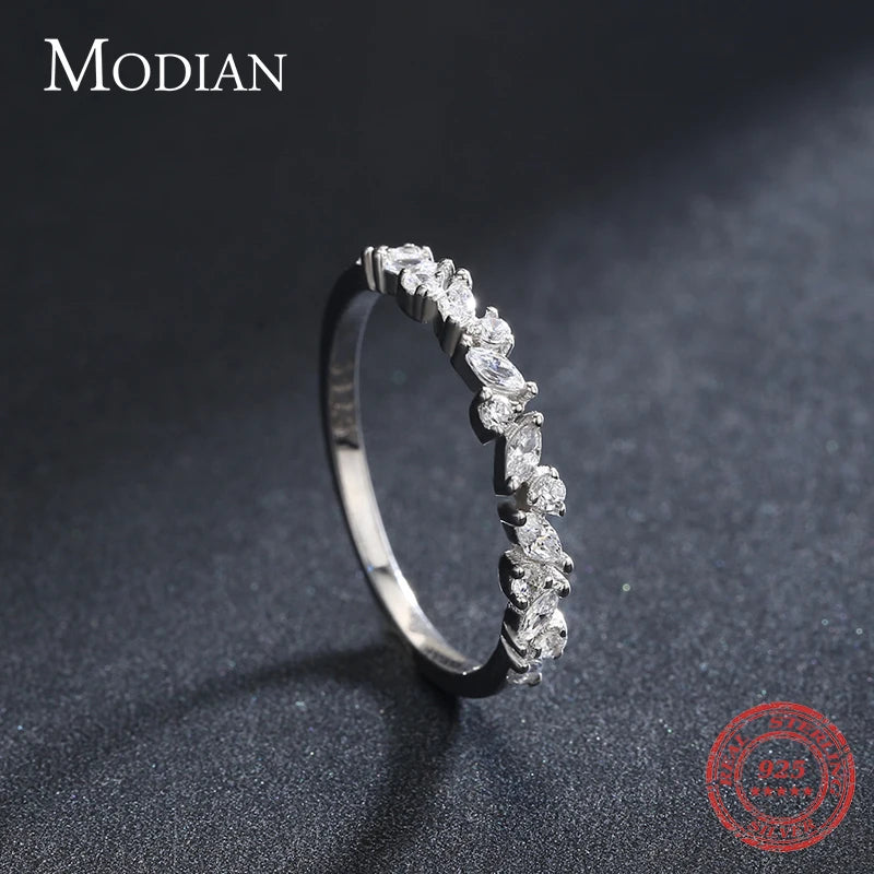 Modian Simple Stackable Cubic Zirconia Finger Rings For Women Solid 925 Sterling Silver Exquisite Fine Ring Fashion Jewelry Gift