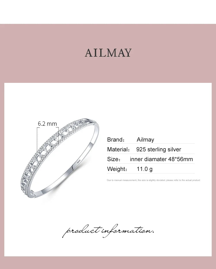 Ailmay New Arrivals Luxury Classic Sparkling CZ Bracelets Clear Cubic zirconia Bracelets For Women Fashion Anniversary Jewelry