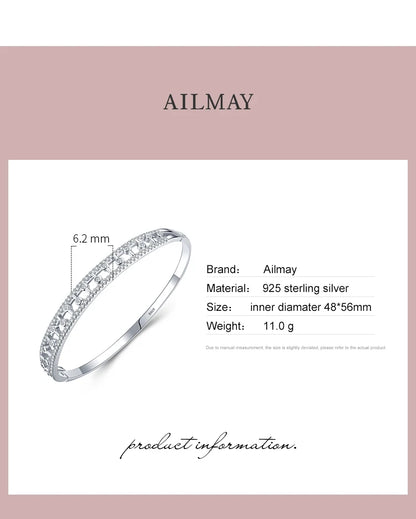 Ailmay New Arrivals Luxury Classic Sparkling CZ Bracelets Clear Cubic zirconia Bracelets For Women Fashion Anniversary Jewelry