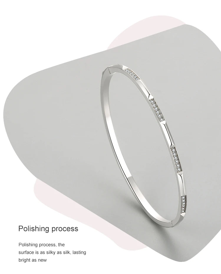 Ailmay Authentic 925 Sterling Silver Simple Geometric Design CZ Bracelets for Women Minimalist Fine Jewelry 2021 New Style Bague