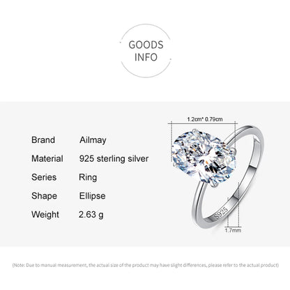 Ailmay 3CT Wedding Ring 925 Sterling Silver Oval Clear Zirconia Engagement Rings For Women Fine Jewelry Valentine's Day GIFT