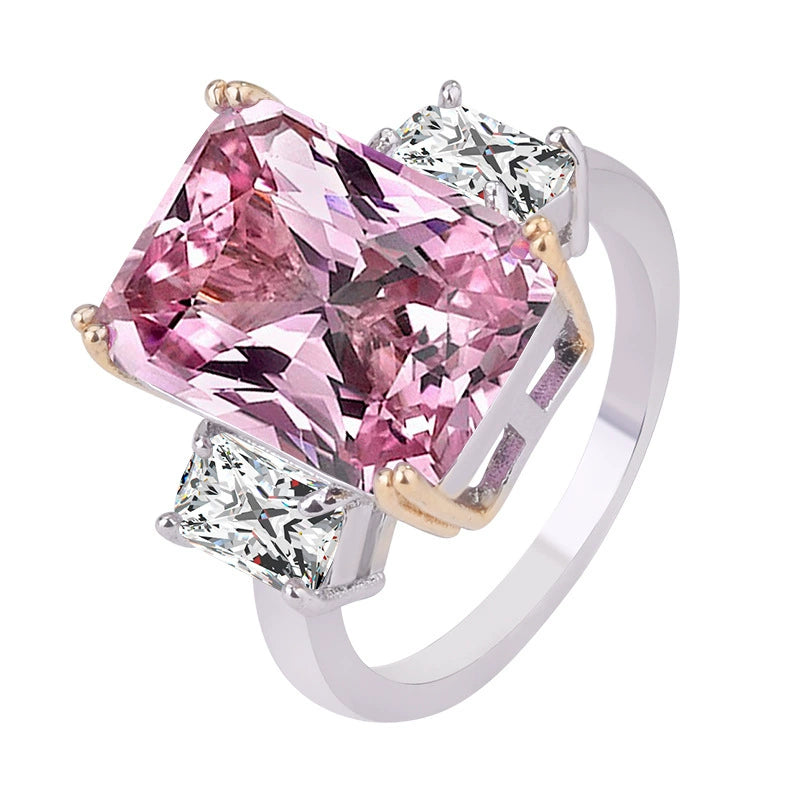 Polysut Pink Crystal Princess Artificial Diamond Ring