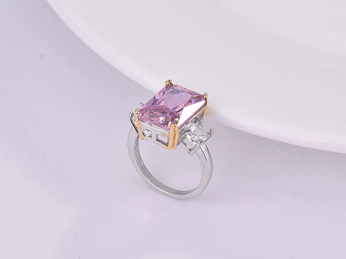 Polysut Pink Crystal Princess Artificial Diamond Ring