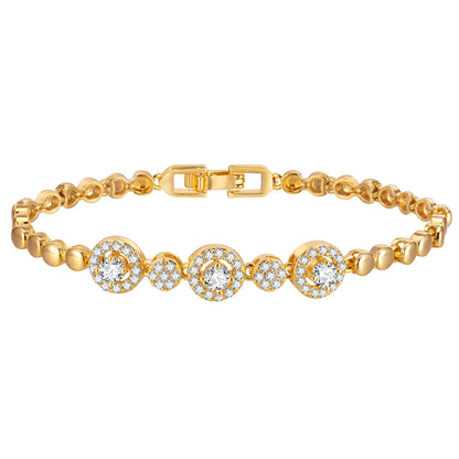 Cubic Zirconia Clover Bracelet for Women18k Gold Plated Link Statement Jewelry