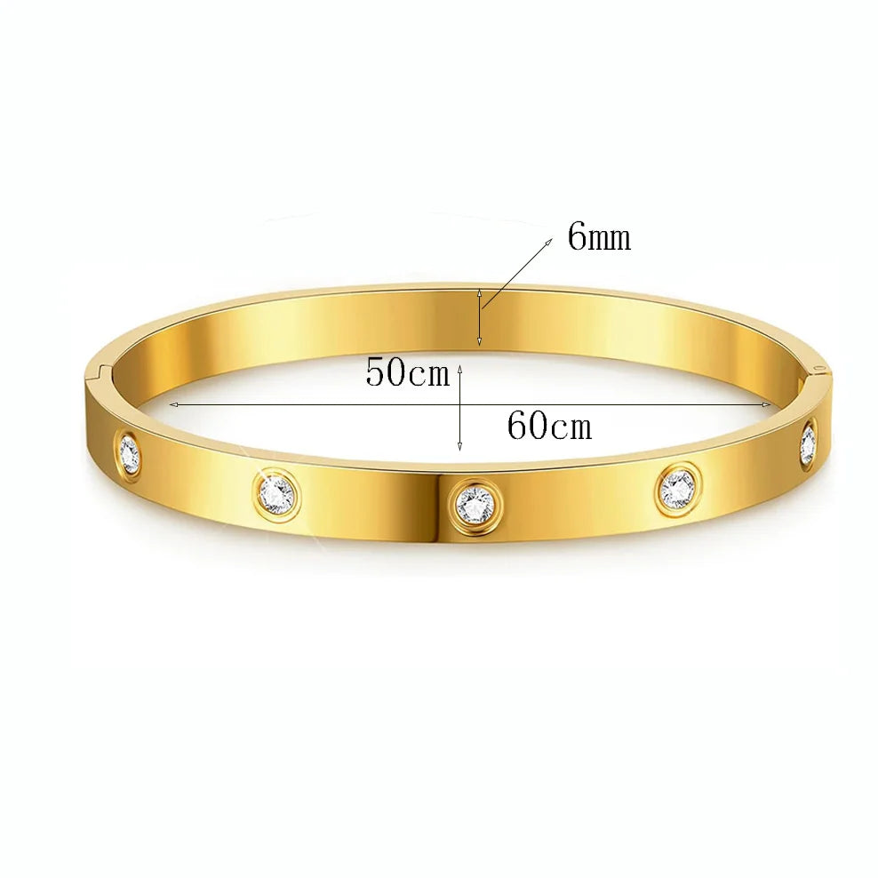 Stackable Gold Bracelets Bangles for Women Girls 14K Gold Plated Cubic Zirconia Tennis Bracelet Stainless Steel Jewelry Gifts