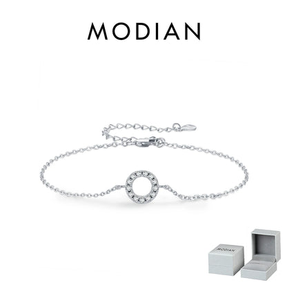 MODIAN D Color Moissanite Bracelet 925 Sterling Silver Fashion Hallow Out Round Link Chain Bracelet For Women Fine Jewelry Gifts