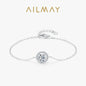 Ailmay 925 Sterling Silver Fashion 1Ct Round Sparkling CZ Link Chain Charm Bracelet For Women Wedding Statement Fine Jewelry