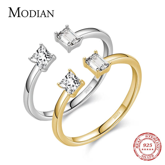 Modian Classic Real 925 Sterling Silver Irregular Sparkling Clear CZ Finger Ring For Women Charm Gold Color Wedding Fine Jewelry