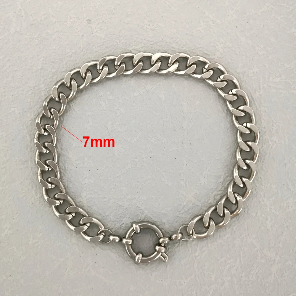 QMHJE Anchor Clasp Bracelet Women Men Stainless Steel Twist Rope Chain Sailor Wheel Geometric Link Basic DIY Gold Silver Color