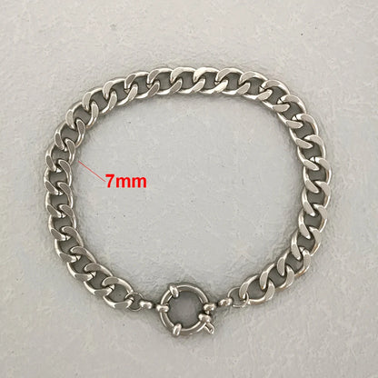 QMHJE Anchor Clasp Bracelet Women Men Stainless Steel Twist Rope Chain Sailor Wheel Geometric Link Basic DIY Gold Silver Color