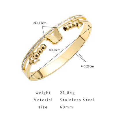 PAXA New Design Butterfly Shiny Cubic Zircon Stainless Steel Bracelets Bangle for Women Waterproof Fashion Elegant Jewelry Gifts