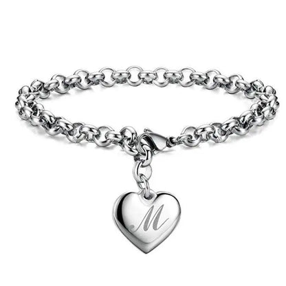 New 925 Sterling silver noble Heart 26 Letteres chain Bracelets for women Fashion Designer brand party wedding Jewelry gifts