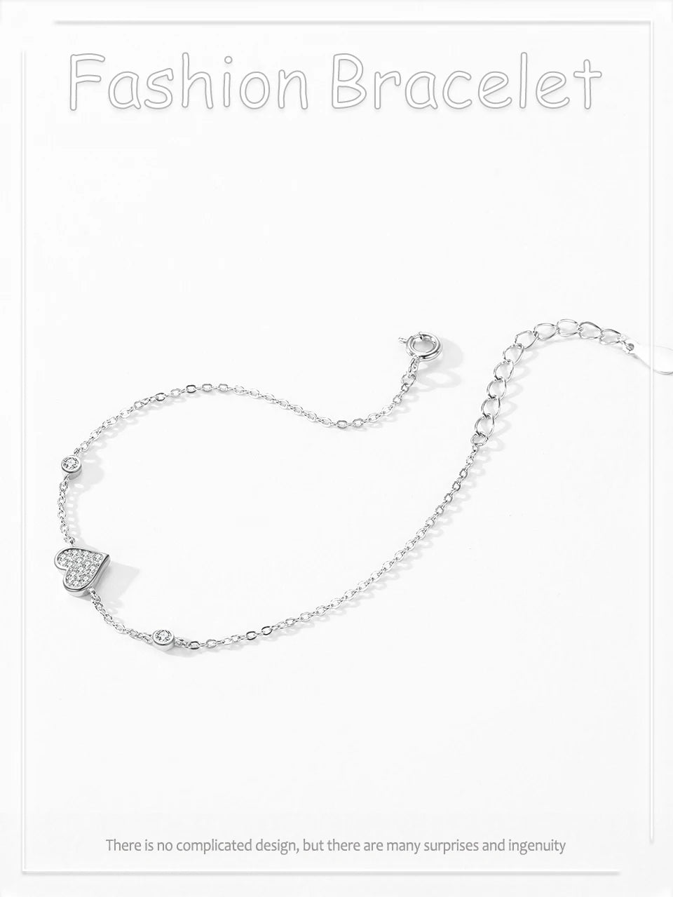 Ailmay 925 Sterling Silver Sweet Romantic Heart Clear Zircon Link Chain Bracelet For Women Wedding Engagement Jewelry Gifts