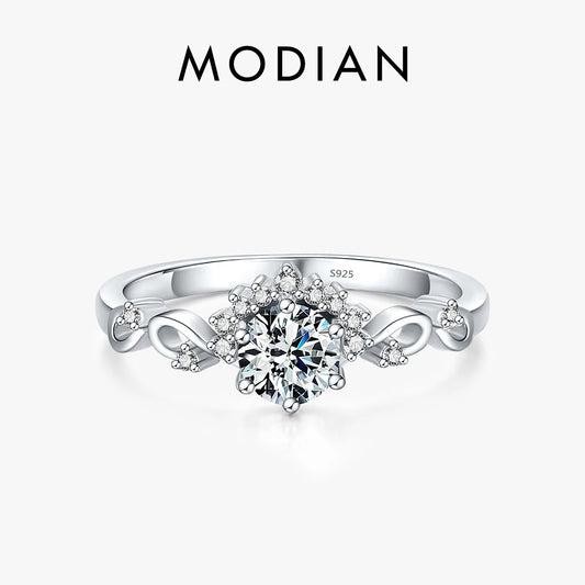 MODIAN Sparkling Dazzling Wedding Crown Finger Rings For Women Real 925 Sterling Silver Ring Engagement Statement Female Jewelry