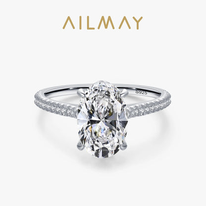 Ailmay Genuine 925 Sterling Silve Fashion Generous Oval Emerald Cut Sparkling CZ Rings For Women Wedding Engagement Jewelry Gift