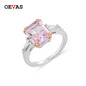 OEVAS 100% 925 Sterling Silver Sparkling 2 Carat Square Pink High Carbon Diamond Wedding Rings For Women Party Fine Jewelry Gift