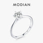 Modian 925 Sterling Silver Simple Round Clear CZ Classic Wedding Engagement Simulated Diamond Band Rings For Women Fine Jewelry