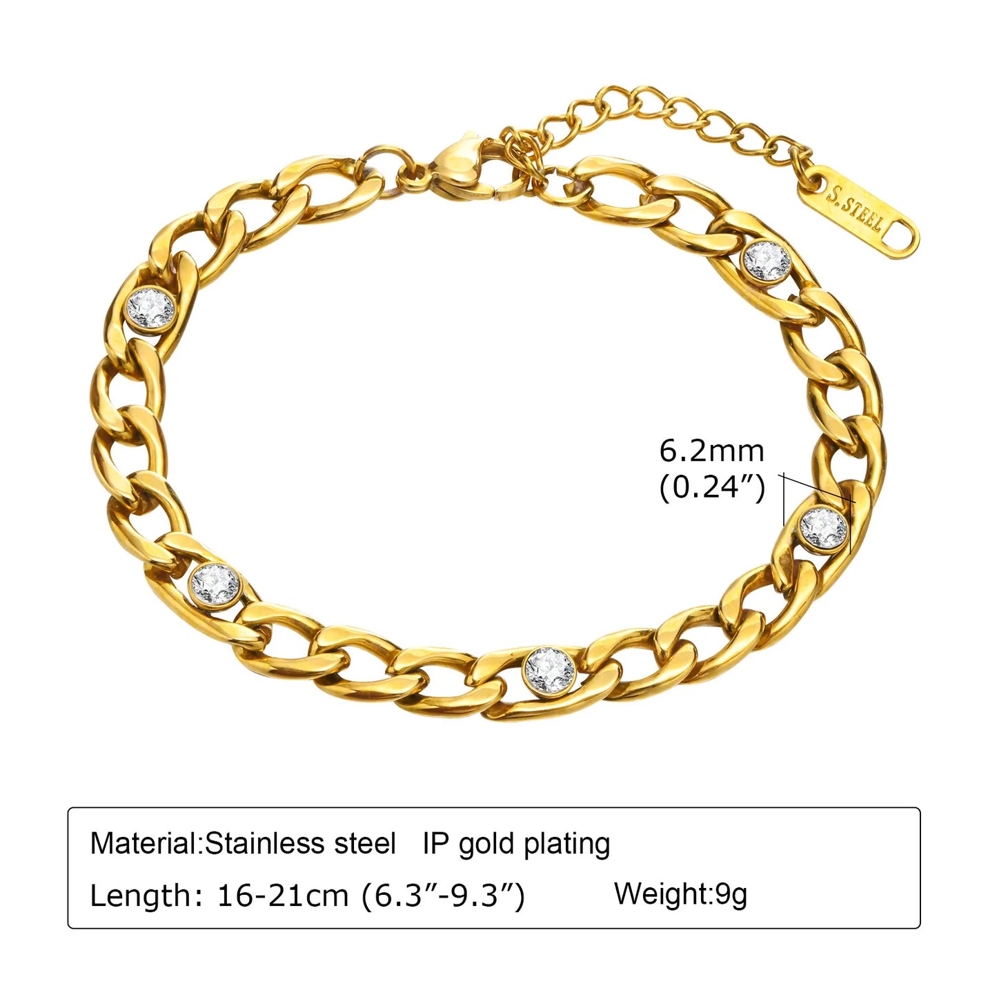 Women Paperclip Chain Bracelet,18K Gold Plated Stainless Steel Adjustable Chain Bracelet,Chunky Stackable Layered Jewelry