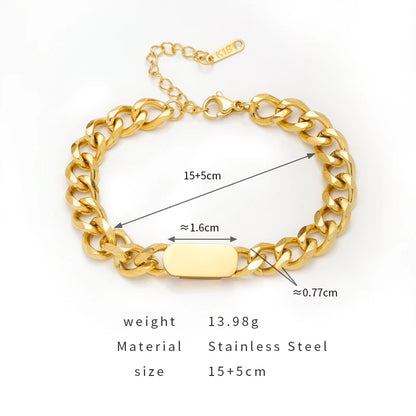 PAXA Waterproof Stainless Steel Thick Chain Statement Bracelets for Women Vintage High Quality Metal Jewelry Party 2023 Gifts