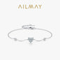 Ailmay Genuine 925 Sterling Silver heart-shaped Chain Bracelet For Women Dazzling Clear Zircon Fine Female Jewelry