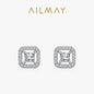 Ailmay Superior Quality 925 Sterling Silver Luxury Square Dazzling CZ Stud Earrings For Women Wedding Engagement Jewelry Gift