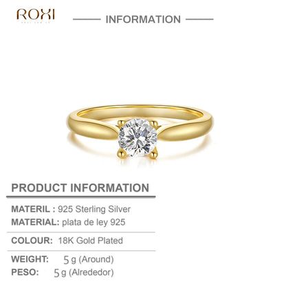 ROXI White Crystal Rings For Women Wedding Finger Rings 925 Sterling Silver 18K Engagement Ring Jewelry anillos bague femme