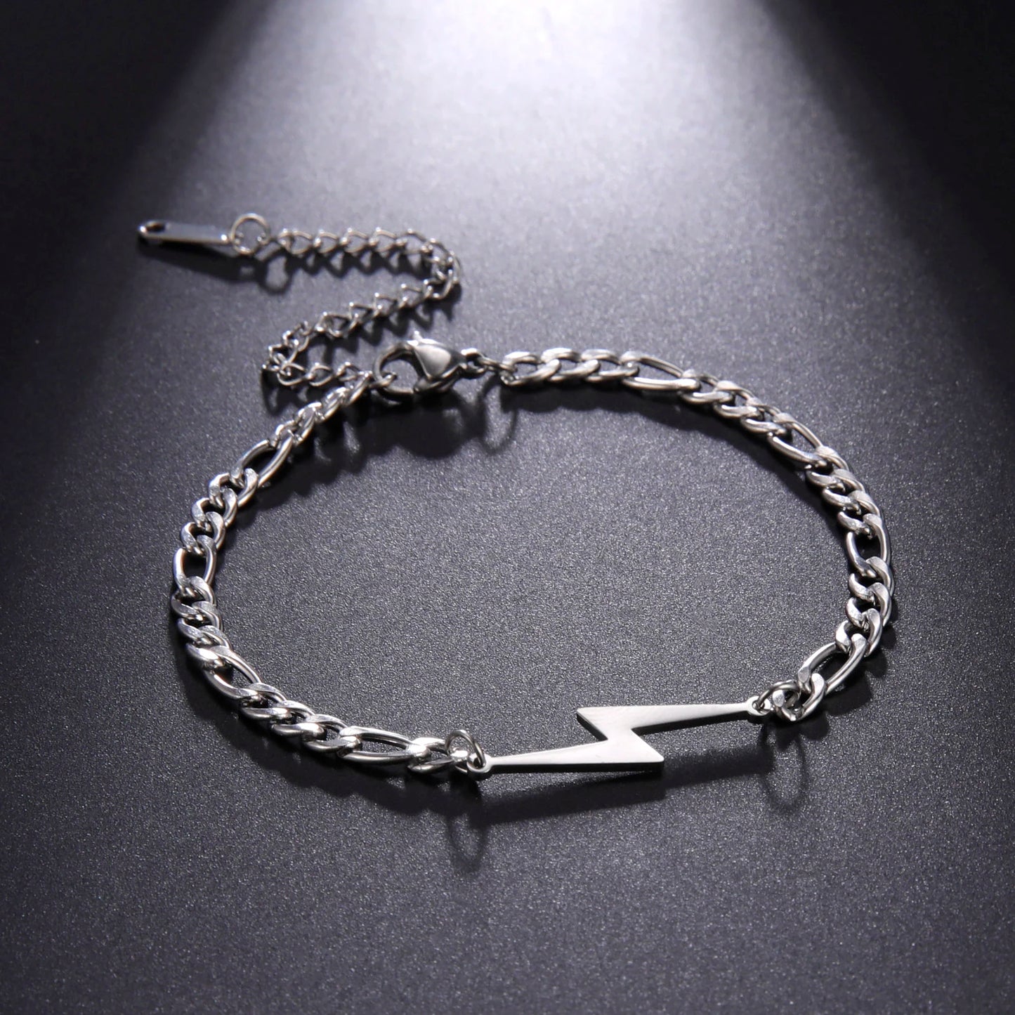 Kkjoy Foot Chain of Women Men Silver Color Lightning Stainless Steel Anklet Simple Fashion Girls Birthday Jewelry Accessorie