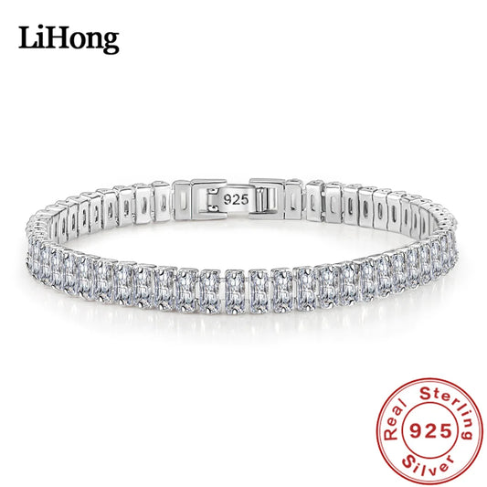 925 Sterling Silver Bracelet Elegant Zircon Crystal Fashion Jewelry For Women Engagement Wedding Glamour Jewelry 18CM