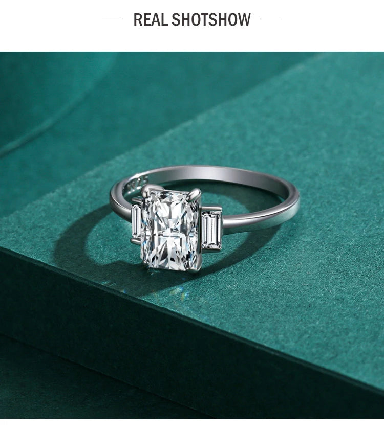 Ailmay Hot Sale Real 925 Sterling Silver Fashion Rectangle Emerald Cut AAAAA CZ Rings For Women Wedding Statement Fine Jewelry